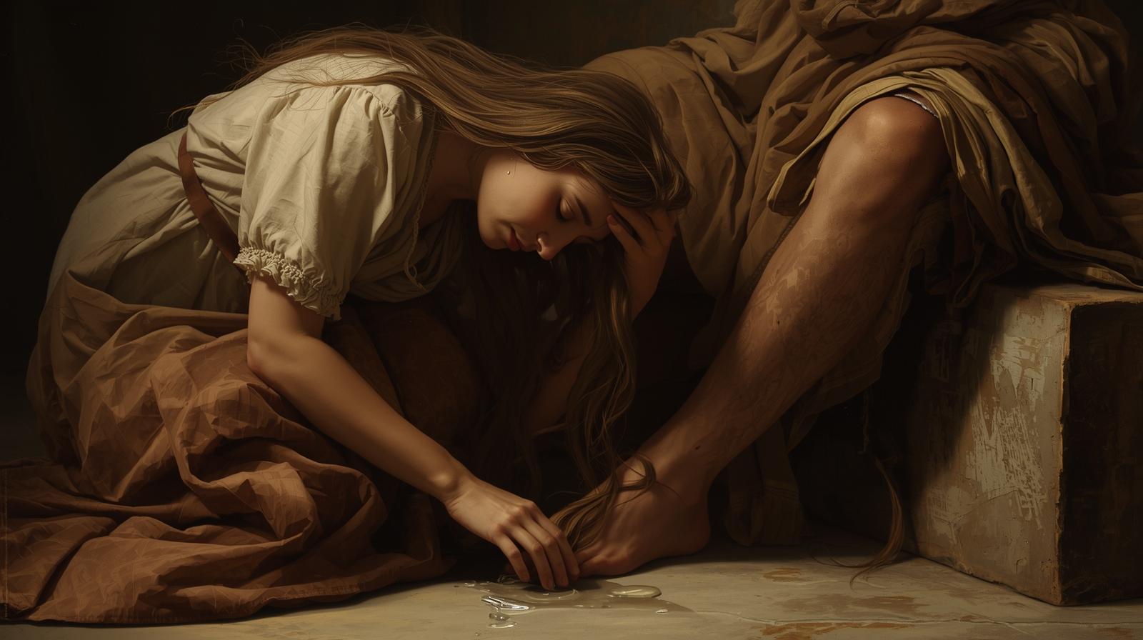 This image has an empty alt attribute; its file name is woman-kneeling-at-Jesus-feet-cleaning-His-feet-with-her-tears-and-hair.jpg